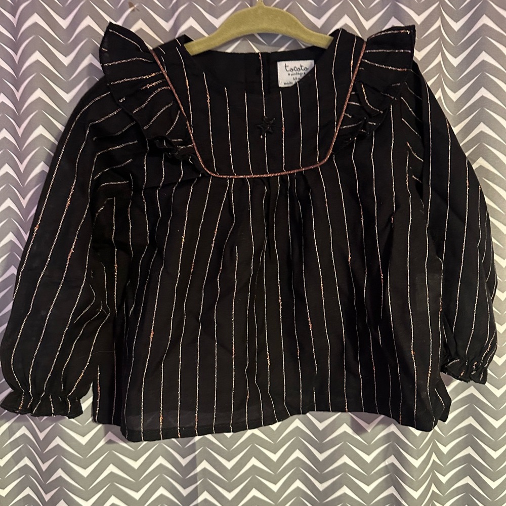 tocoto vintage | Black metallic striped blouse, size 12m